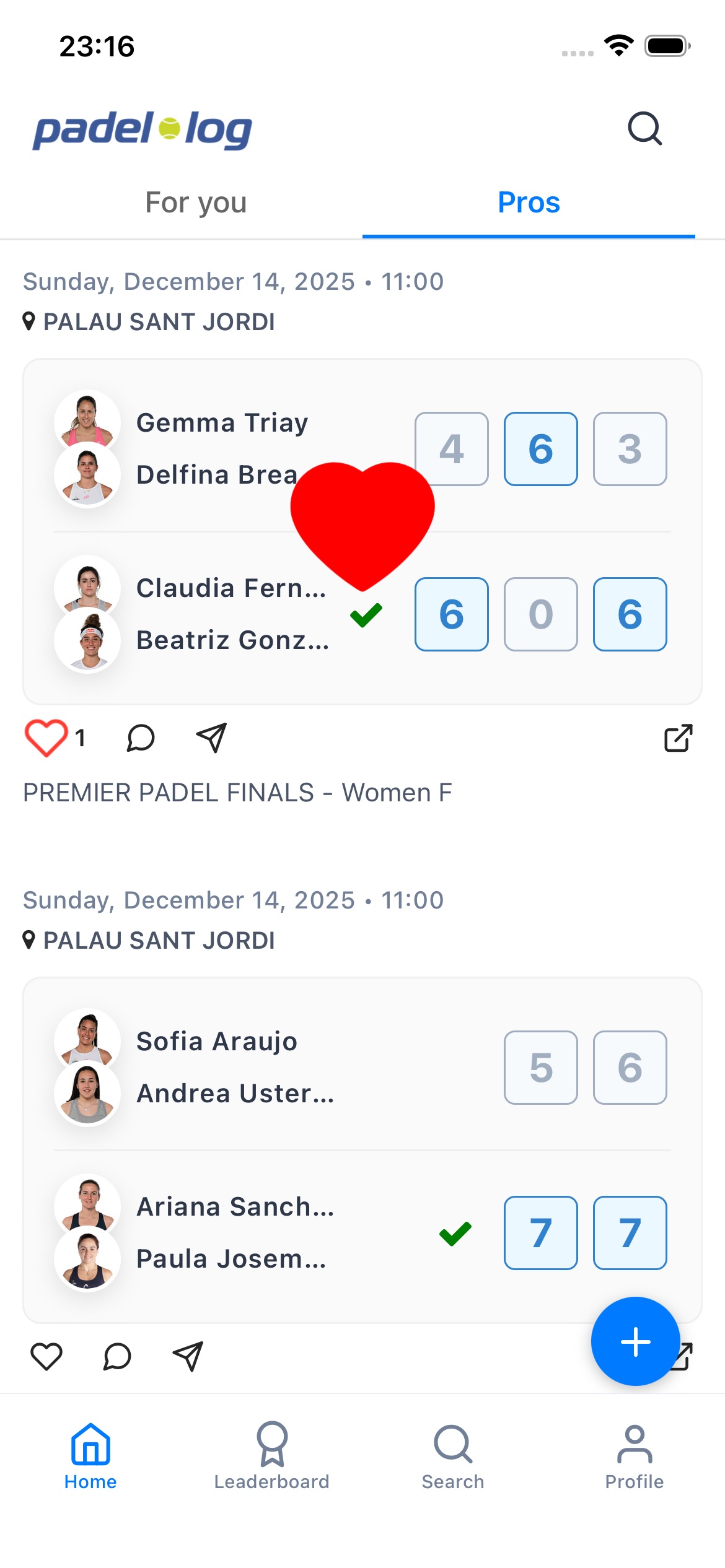 Padellog social feed with likes and comments