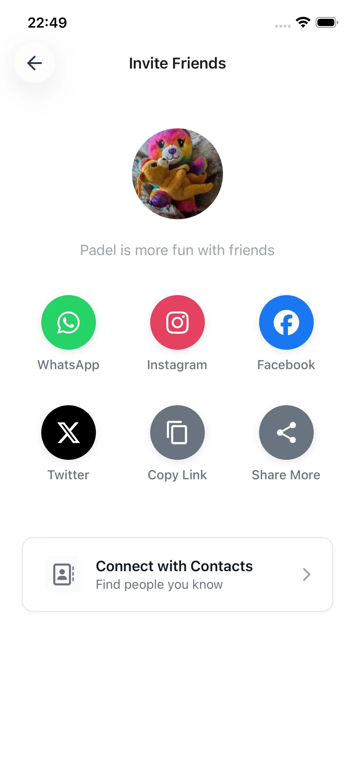 Función de invitar amigos de Padellog