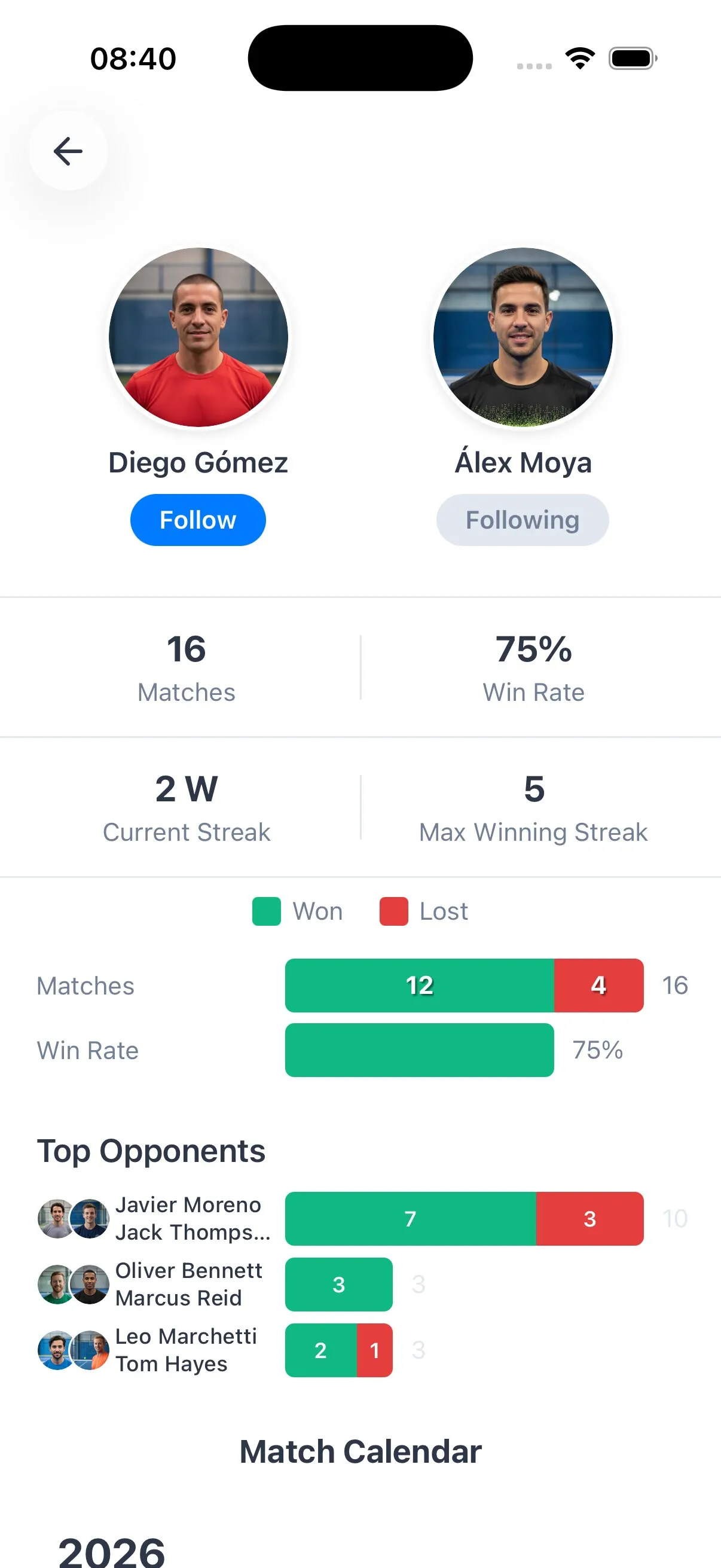 Padellog pair statistics with a partner